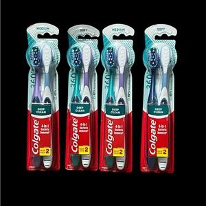 Colgate Deep Clean Toothbrush - Blue and White qty 4